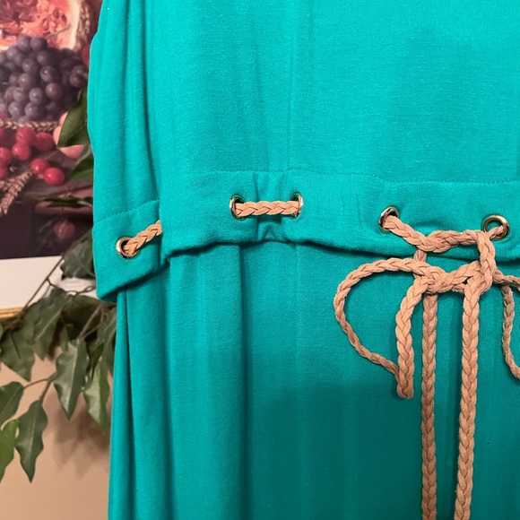 🩵 CHICO’S FOR YOU! TEAL SLEEVELESS DRESS HIGH BELTED WAIST MAXI  SZ:3 (16-18) - Picture 10 of 11